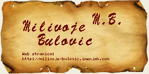 Milivoje Bulović vizit kartica